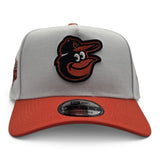 White Baltimore Orioles Orange Curved Brim Gray Bottom 60th Anniversary Side Patch New Era A-Frame 9Forty Snapback