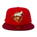 Red Toronto Blue Jays Burgundy Visor Gray Bottom 1992 World Series Side Patch New Era 59Fifty Fitted
