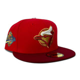 Red Toronto Blue Jays Burgundy Visor Gray Bottom 1992 World Series Side Patch New Era 59Fifty Fitted