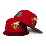Red Toronto Blue Jays Burgundy Visor Gray Bottom 1992 World Series Side Patch New Era 59Fifty Fitted