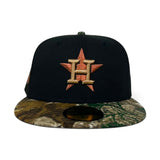 Black Houston Astros Real Tree Visor Gray Bottom 20th Anniversary Side Patch New Era 59Fifty Fitted