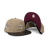 Khaki Houston Astros Brown Visor Burgundy Bottom 45th Anniversary Side Patch New Era 59Fifty Fitted