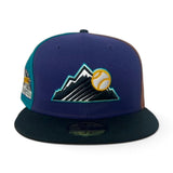 Pinwheel Purple/Aqua/Toasted Peanut  Colorado Rockies Black Visor Gray Bottom 1998 All Star Game Side Patch New Era 59Fifty Fitted