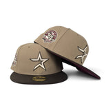 Khaki Houston Astros Brown Visor Burgundy Bottom 45th Anniversary Side Patch New Era 59Fifty Fitted