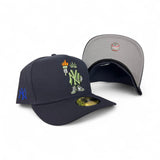 Navy Blue New York Yankees Pre Curved Brim Gray Bottom Cartoon Pack New Era 59Fifty A-Frame Fitted