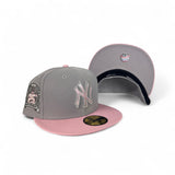 Gray New York Yankees Pink Visor Gray Bottom 2000 World Series 25th Anniversary Side Patch New Era 59Fifty Fitted