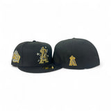 Black Los Angeles Angels Gold Space logo Gray Bottom 40th Season Side Patch New Era 59Fifty Fitted