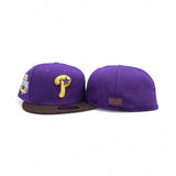 Purple Philadelphia Phillies Brown Visor Gray Bottom 1996 All Star Game Side Patch New Era 59Fifty Fitted