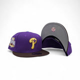 Purple Philadelphia Phillies Brown Visor Gray Bottom 1996 All Star Game Side Patch New Era 59Fifty Fitted