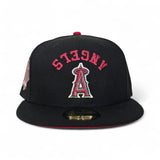 Black Los Angeles Angels Red Bottom 60th Anniversary Side Patch New Era 59Fifty Fitted