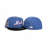 Imperial Blue New York Mets Black Visor Green Bottom 40th Anniversary Side Patch New Era 59Fifty Fitted