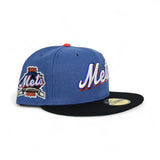 Imperial Blue New York Mets Black Visor Green Bottom 40th Anniversary Side Patch New Era 59Fifty Fitted
