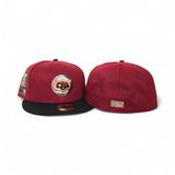 Brick Red Chicago Cubs Black Visor Gray Bottom Be Alert Foul Balls Side Patch New Era 59Fifty Fitted