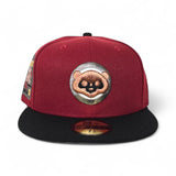 Brick Red Chicago Cubs Black Visor Gray Bottom Be Alert Foul Balls Side Patch New Era 59Fifty Fitted