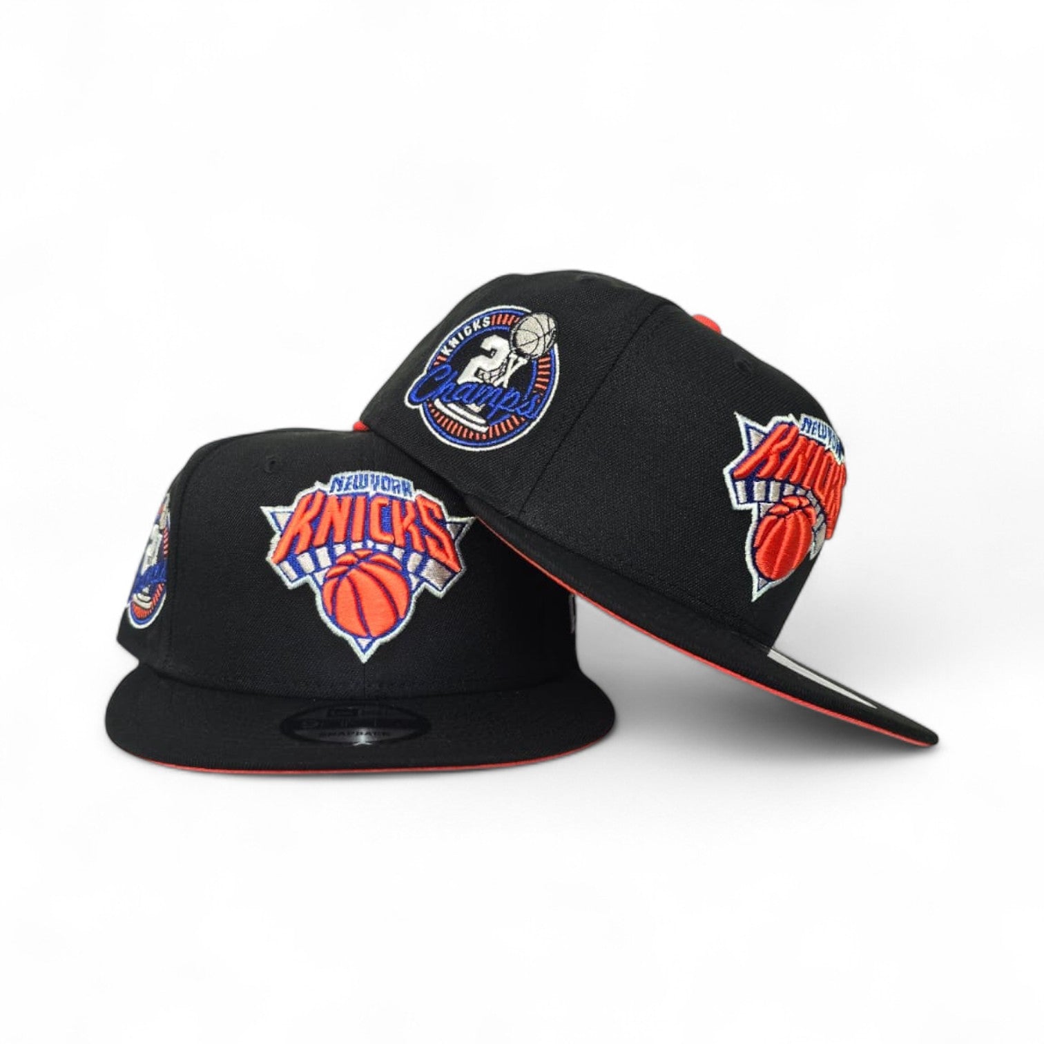 Black NY Knicks 2x Champions Side Patch New Era 9Fifty Snapback