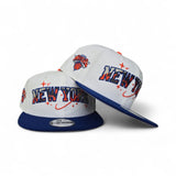 White New York Knicks Royal Blue Visor Gray Bottom Knicks Team Logo Side Patch New Era 9Fifty Snapback
