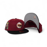 Brick Red Chicago Cubs Black Visor Gray Bottom Be Alert Foul Balls Side Patch New Era 59Fifty Fitted