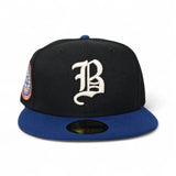 Black Boston Braves Songbrid Blue Visor Gray Bottom 1942 All Star Game Side Patch 59Fifty Fitted