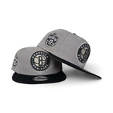 Gray Brooklyn Nets Black Visor Gray Bottom Est 12 Side Patch New Era 9Fifty Snapback