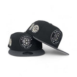 Black Brooklyn Nets Dark Gray Visor Gray Bottom 10th Anniversary Side Patch New Era 9Fifty Snapback