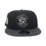 Black Brooklyn Nets Dark Gray Visor Gray Bottom 10th Anniversary Side Patch New Era 9Fifty Snapback