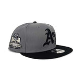 Dark Gray Oakland Athletics Rose Logo Black Visor Gray Bottom 40 Years Side Patch New Era 9Fifty Snapback