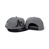 Dark Gray Oakland Athletics Rose Logo Black Visor Gray Bottom 40 Years Side Patch New Era 9Fifty Snapback