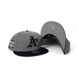 Dark Gray Oakland Athletics Rose Logo Black Visor Gray Bottom 40 Years Side Patch New Era 9Fifty Snapback