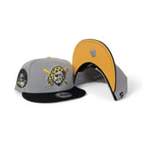 Gray Pittsburgh Pirates Mascot Logo Black Visor Yellow Bottom 1974 All Star Game Side Patch New Era 9Fifty Snapback
