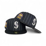 Black Pinstripe Seattle Mariners Gray Bottom 30th Anniversary Side Patch New Era Fitted