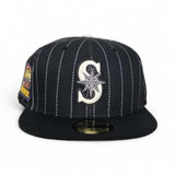 Black Pinstripe Seattle Mariners Gray Bottom 30th Anniversary Side Patch New Era Fitted