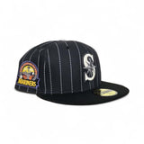 Black Pinstripe Seattle Mariners Gray Bottom 30th Anniversary Side Patch New Era Fitted