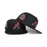 Black Fire Flame Atlanta Braves Gray Bottom 150th Anniversary Side Patch New Era 59Fifty Fitted