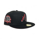 Black Fire Flame Atlanta Braves Gray Bottom 150th Anniversary Side Patch New Era 59Fifty Fitted