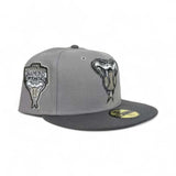 Light Gray Arizona Diamondbacks Storm Gray Visor Gray Bottom 1998 Inaugural Season Side Patch New Era 59Fifty Fitted