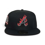 Black Fire Flame Atlanta Braves Gray Bottom 150th Anniversary Side Patch New Era 59Fifty Fitted