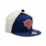 Royal Blue New York Knicks Gray Bottom Dog Ear Flap New Era 59Fifty Fitted