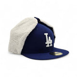 Royal Blue Los Angeles Dodgers Gray Bottom Dog Ear Flap New Era 59Fifty Fitted