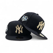 Navy Blue New York Yankees Gold Crystal Diamond Rhinestone Gray Bottom 2000 World Series Side Patch New Era Fitted