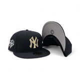 Navy Blue New York Yankees Gold Crystal Diamond Rhinestone Gray Bottom 2000 World Series Side Patch New Era Fitted