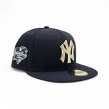 Navy Blue New York Yankees Gold Crystal Diamond Rhinestone Gray Bottom 2000 World Series Side Patch New Era Fitted