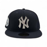 Navy Blue New York Yankees Silver Crystal Diamond Rhinestone Gray Bottom 1949 World Series Side Patch New Era Fitted