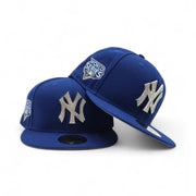 Royal Blue New York Yankees Silver Crystal Diamond Rhinestone Gray Bottom 2009 World Series Side Patch New Era Fitted