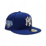 Royal Blue New York Yankees Silver Crystal Diamond Rhinestone Gray Bottom 2009 World Series Side Patch New Era Fitted
