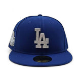 Royal Blue Los Angeles Dodgers Silver Crystal Diamond Rhinestone Gray Bottom 2024 World Series Side Patch New Era Fitted