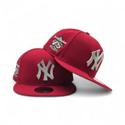 Red New York Yankees Silver Crystal Diamond Rhinestone Gray Bottom 75th Anniversary Side Patch New Era Fitted