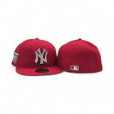 Red New York Yankees Silver Crystal Diamond Rhinestone Gray Bottom 75th Anniversary Side Patch New Era Fitted