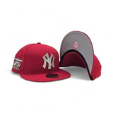 Red New York Yankees Silver Crystal Diamond Rhinestone Gray Bottom 75th Anniversary Side Patch New Era Fitted