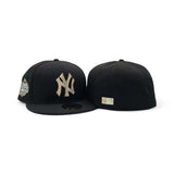 Black New York Yankees Gold Crystal Diamond Rhinestone Gray Bottom 1999 World Series Side Patch New Era Fitted