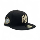 Black New York Yankees Gold Crystal Diamond Rhinestone Gray Bottom 1999 World Series Side Patch New Era Fitted